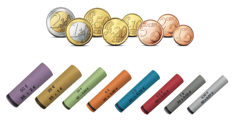 1171 Stück Vorgefertigte Münzhülsen sortiert 1 Cent bis 2 Euro