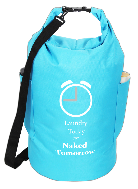 Wäschesack Blau "Laundry today or naked tomorrow"